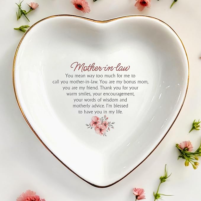 Clover89 Mother-in-law Ring Dish Gifts-Ring Jewelry Trinket Tray For Her-Ring Holder Dish For Mom,Mother of the Groom, Bonus Mom-Wedding,Birthday,Christmas,Mother's Day,Thanksgiving Gifts for Women