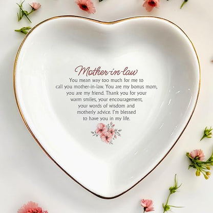 Clover89 Mother-in-law Ring Dish Gifts-Ring Jewelry Trinket Tray For Her-Ring Holder Dish For Mom,Mother of the Groom, Bonus Mom-Wedding,Birthday,Christmas,Mother's Day,Thanksgiving Gifts for Women