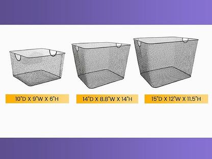 YBM HOME Kitchen Pantry Organizer Wire Basket for Shelves, Cabinets, Pantry, Countertop, Mesh Open Storage Bin Metal Basket for Organizing Food Supplies, 15x12x11.5