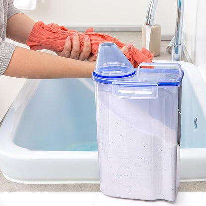 Laundry Powder Storage Container Organizer, 2L Portable Multipurpose Laundry Soap Dispenser for Home, Bathroom, Dorm