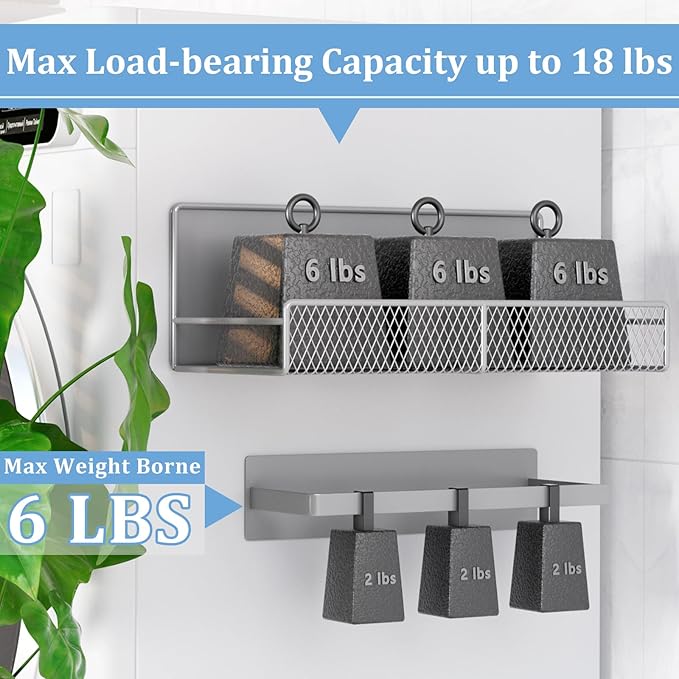 Magnetic Shelf for Washing Machine 4-Pack: Widen Magnetic Laundry Organizer (5"-6") with Hanger Organizer, Strong Magnet, Rust Proof, Heavy Duty Magnetic Spice Rack for Refrigerator (Grey)