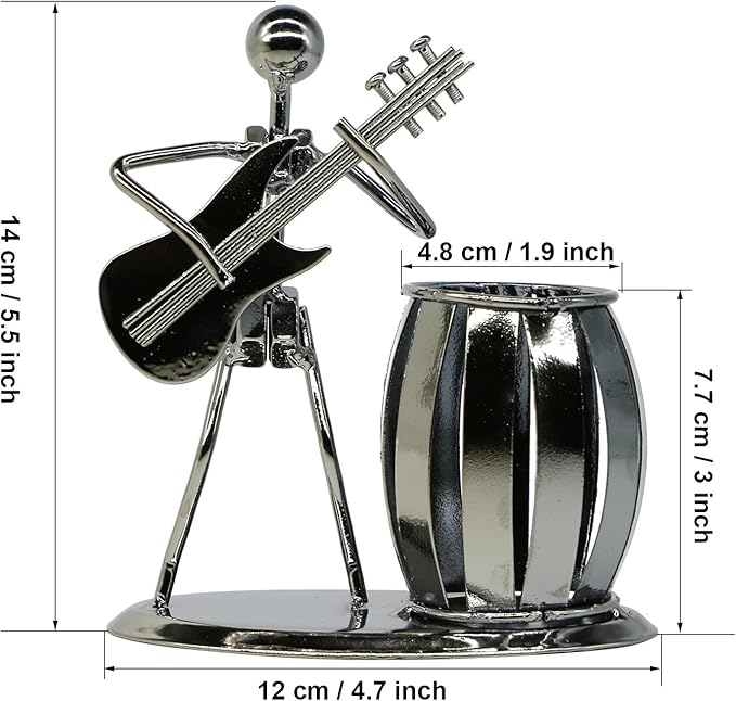 Pen Holder for Desk, Guitar Style Pencil Holder for Men Gifts, Cute Metal Pen Cup for Office Decor Desktop Organizer Desk Accessories
