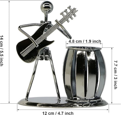 Pen Holder for Desk, Guitar Style Pencil Holder for Men Gifts, Cute Metal Pen Cup for Office Decor Desktop Organizer Desk Accessories