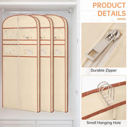 72" Garment Bag for Travel for Hanging Clothes Storage Hanging Suit Cover with Zipper and Accessory Storage for Coats, Dresses, Suits