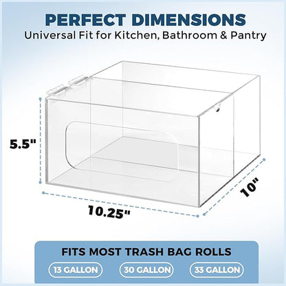 Storage Standard Trash Bag Kitchen and Bathroom Organizer - Large Garbage Bag Under Sink Dispenser - Acrylic Storage Cabinet