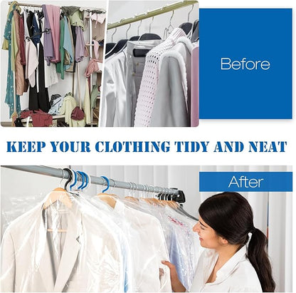 Chumia 50 Pieces Clear Shoulder Cover for Clothes Closet Bulk, Plastic Hanger Covers for Hanging Clothes Shoulder Garment Dust Cover Protectors for Men Women Suit Coats Jackets Dress(21.5'' X 15.5")