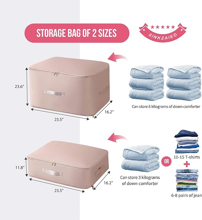 Ultra Space Saving Self Compression Organizer,Packing Cubes,Waterproof And Moisture-Proof,High Capacity,For Blankets Clothes Duvet Comforter（Pink 21.2 * 16.2 * 23.6 In-2pcs）