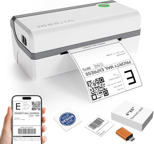 Rongta Bluetooth Thermal Shipping Label Printer, Wireless 4x6 Label Sticker Printer for Shipping Packages, Support Android, iPhone, Widely Used for Amazon, Ebay, Shopify, Etsy, UPS