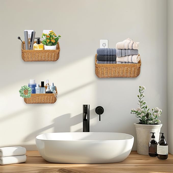 2 PCS Fruit Racks, Kitchen Hanging Basket, Open Storage Bins, Fruit And Vegetable Storage Container, Potato Basket, Kitchen And Bathroom Countertop Organization For Home Decor(Yellow-(M+L))
