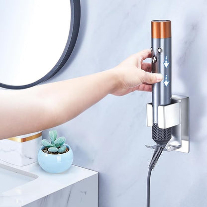 LOXSUN Hair Straightener Holder Wall Mount Curling Iron Holder, Blow Dryer Holder Wall Mounted, Adhesive Hair Dryer Holder, Hair Tools Organizer Storage for Bathroom Vanity (1, Silver)