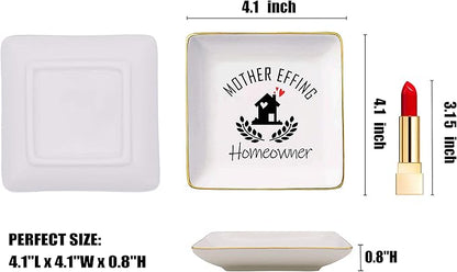 Mother Effing Homeowner Gift– Housewarming Gifts for Women-Unique First Time House Owner Present Ideas - New Home Owner Present–Ceramic Jewelry Holder Ring Dish Trinket Tray