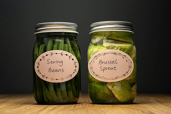 MONEST Waterproof & Oil Resistant Jar & Lid Stickers - Pantry/Canning, Spice & Bottle Labels (Rose Gold Flower 2x3)