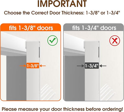 KitchLife Over The Door Hooks Hanger with 7 inches Extended Arms, Fit for 1-3/8" Doors, J18U, Bathroom Towel Rack Organization, Thickened 1 Pack Double-Hook, Glossy White