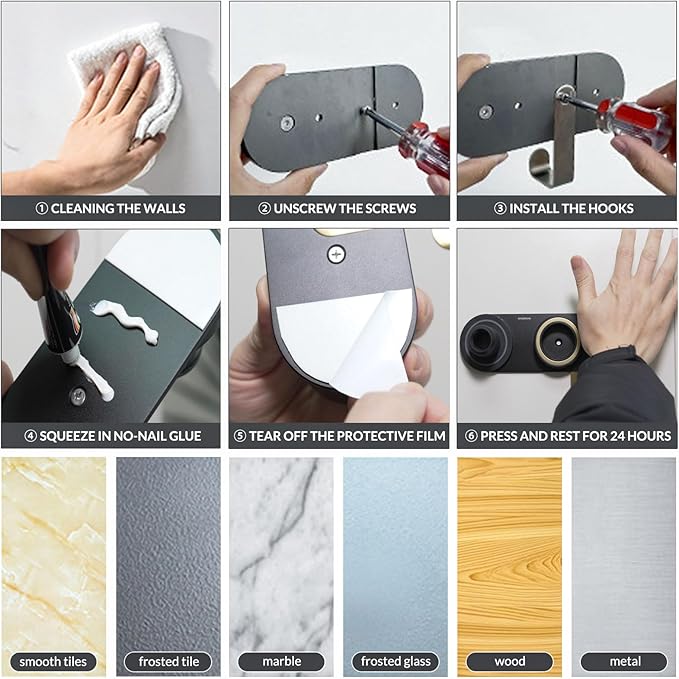 simpletome Hair Dryer Holder Wall Mount for All Magnetic High Speed Blow Dryer with Plug Cord Organizer Hook (Aluminum Alloy, Black)