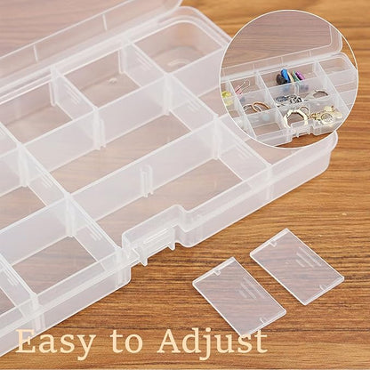 4PACK Extra Thick Bead Organizers, Mini Clear Plastic Storage Box Craft Containers for Nail jewelry rhinestones DIY Supply Case