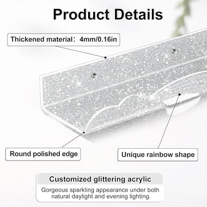 Rainbow Glitter Acrylic Floating Shelves, 15.7" Wall Mounted Nursery Bookshelves, Display Ledge for Books Toys Cosmetic Storage, Bathroom Bedroom Living Room Wall Organizer, 4 Pack, Silver