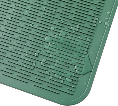Silicone Dish Drying Mat for Multiple Usage,Easy clean,Eco-friendly,Heat-resistant Silicone Mat for Kitchen Counter or Sink,Refrigerator or Drawer Liner Green 2XL 24 inches x 18 inches
