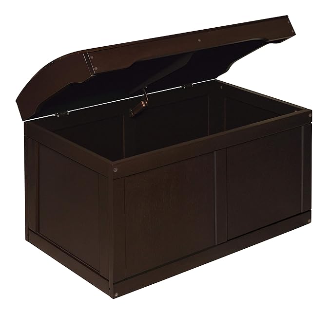 Badger Basket Hardwood Safety Hinge Barrel Top Toy Storage Chest, Espresso, 17x19 Inch (Pack of 1) (01345)