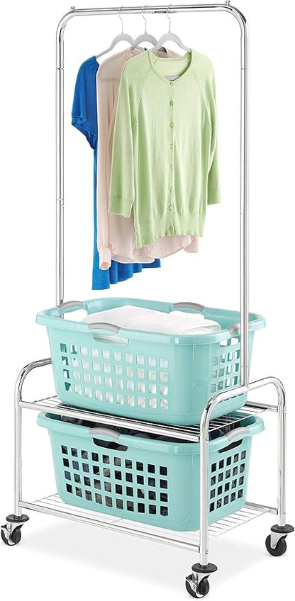 Whitmor Commercial Laundry Butler with Wire Shelf - Chrome