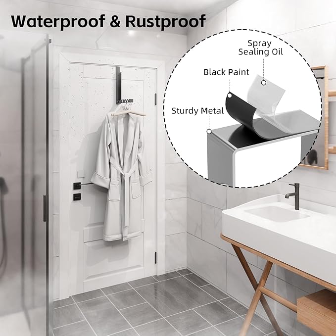 WLCSNG 2 Pack Over The Door Hanger, Folding Over The Door Drying Rack for Laundry,Foldable Over The Door Clothes Hanger,Small Clothes Drying Rack for Dorm Portable Black