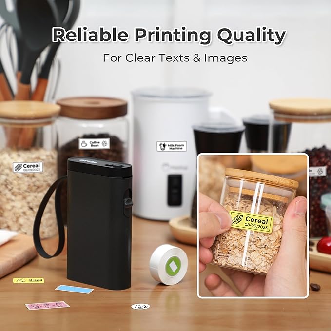 Nelko Label Maker Machine with Tape, P21 Bluetooth Label Printer with 3 Tapes & Case, Wireless Mini Label Makers with Multiple Templates Icon Font Custom for School Office Home, Black