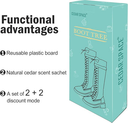 Boot Shapers for Tall Boots Women,Boot Trees Cedar Freshner,Inserts Boots Support for Women 100% Cedar Wooden Sachets Bags
