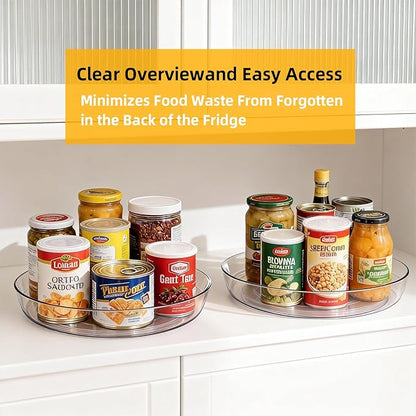 Lazy Susan Turntable for Spice Organization | Clear BPA-Free Plastic Rotating Organizer for Kitchen Cabinet, Pantry, Countertop, Fridge | 360-Degree Rotating Base (10 inch - 8 Pack)