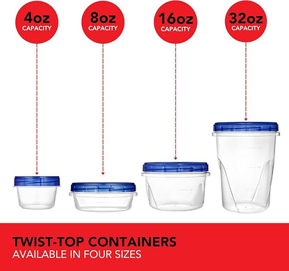 Stock Your Home 16oz Plastic Containers with Twist Top Lids (12 Pack) – 2-Cup Freezer Containers for Leftovers, Airtight Reusable Soup Storage, Microwave & Dishwasher Safe