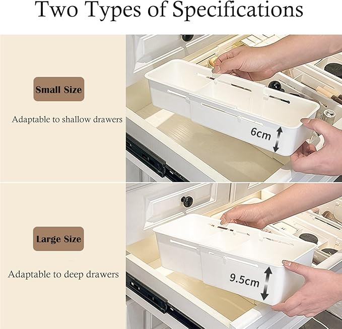 Drawer Dividers for Clothes 6 Pack, Adjustable Cabinet Organizer Expandable Divider Racks Plastic Drawers Separators for Dresser Kitchen and Office Storage (10.63''-15.16'')