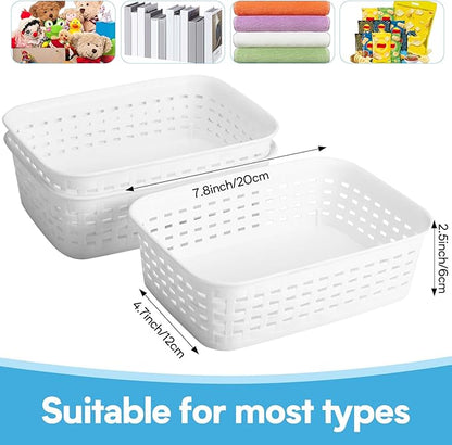 3 Pack Plastic Storage Baskets for Cabinets,Small Plastic Basket,Organizer Bins Storage Baskets for Shelves,Room,Pantries,Countertops(White)