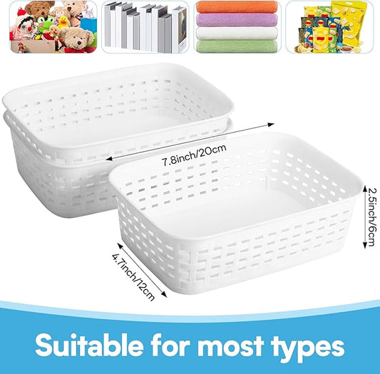 3 Pack Plastic Storage Baskets for Cabinets,Small Plastic Basket,Organizer Bins Storage Baskets for Shelves,Room,Pantries,Countertops(White)