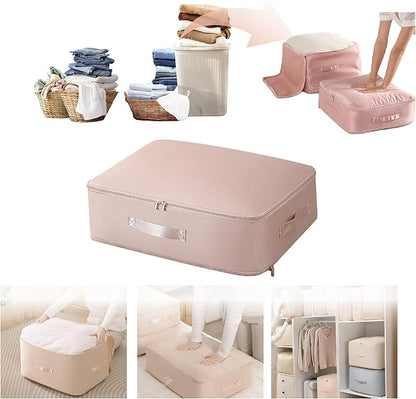 SINKZAICO Ultra Space Saving Self Compression Organizer,Packing Cubes,Waterproof And Moisture-Proof,High Capacity,For Blankets Clothes Duvet Comforter（Pink 21.2 * 16.2 * 11.8 In）
