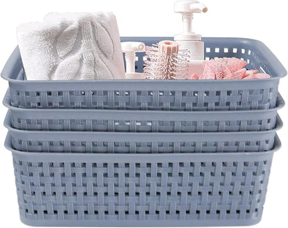 8 Pack Small Pantry Organization and Storage Bins - Household Organizers for Laundry Room, Bathrooms, Bedrooms, Kitchens, Cabinets, Countertops, Under Sink or On Shelves (Gray)