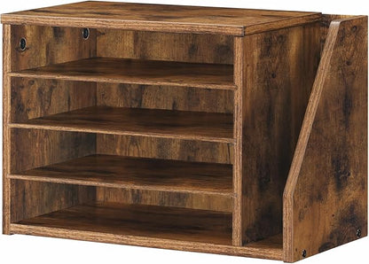 HOOBRO Mail Sorter, Literature Organizer with Adjustable Shelves, Paper Organizer for Office, Home, Wood Countertop File Holders, Mails, Magazines, Rustic Brown FG41WF01