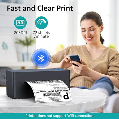 Shipping Label Printer, 4x6 Bluetooth Thermal Label Printer for Shipping Packages Small Business Mailing, Support iOS, Android, Mac, Windows, Chrome, Used for UPS, USPS, Ebay, Etsy, Amazon, Navy Blue
