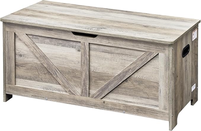 VEVOR Wooden Toy Chest for Kids, Toddler Toy Storage Box with Flip-Top Lid and Safety Hinge, 38.98 x 15.55 x 18.9 Large Kids Storage Bench for Playroom, Bedroom, Living Room or Entryway, Gray