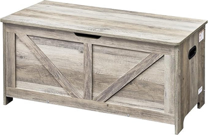 VEVOR Wooden Toy Chest for Kids, Toddler Toy Storage Box with Flip-Top Lid and Safety Hinge, 38.98 x 15.55 x 18.9 Large Kids Storage Bench for Playroom, Bedroom, Living Room or Entryway, Gray