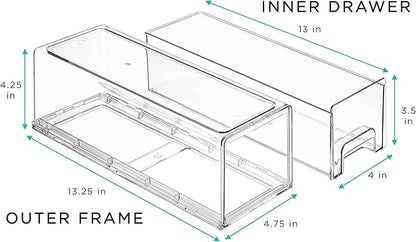 Sorbus Small Wide Clear Storage Drawers (2 Pack) – Stackable Storage Drawers for Pantry, Fridge, or Cabinet – Slide Out Clear Bins with Handles for Organizing