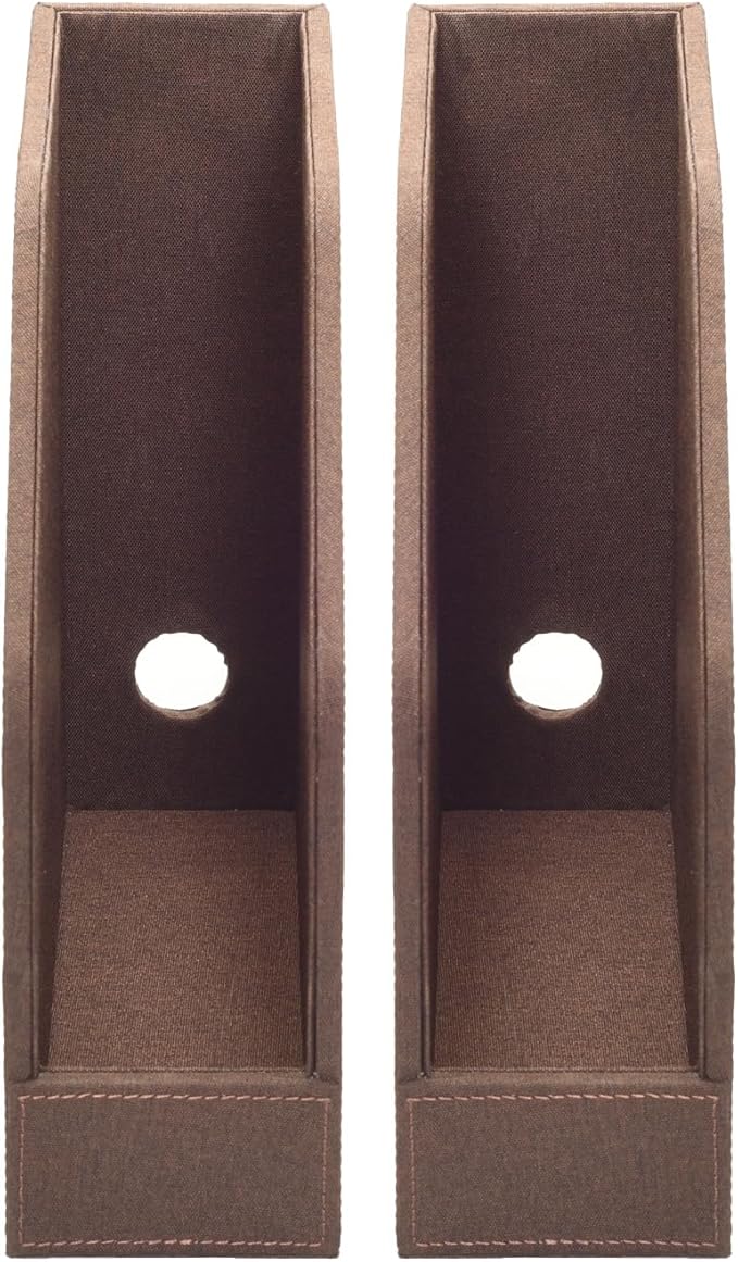 MobileVision Executive Brown Cloth Fabric Vertical File Holders - 2 Piece Combo