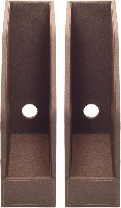 MobileVision Executive Brown Cloth Fabric Vertical File Holders - 2 Piece Combo