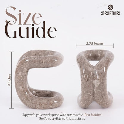 Marble Pen Holder for Desk 4 Inch Oceanic Pencil Holder for Desk Accessories & Workspace Organizers - Stone Stationary Holders for Office Decor - Pen Organizer for Gifts