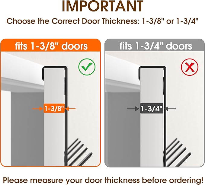 KitchLife Over The Door Hooks Hanger with 7 inches Extended Arms, Fit for 1 3/8" Doors, J18U, Bathroom Towel Rack Organization, Thickened 1 Pack Double Hook, Matte Black