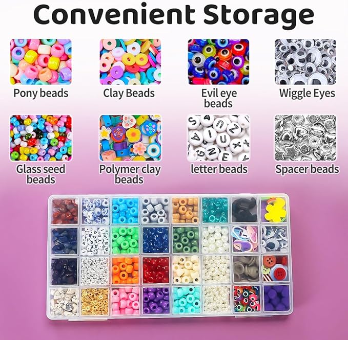 Eppingwin 32 Grids Bead Organizer, Craft Organizers and Storage, Acrylic Organizers, plastic Bead Organizer Box for Crafts Organizing Storing (2 pcak)