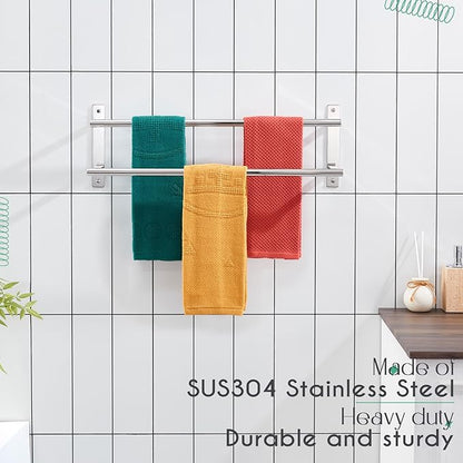 KOKOSIRI Bathroom Towel Racks 24 Inch Double Towel Bars Bath Towel Holder Towel Storage Towel Shelves Towel Rails Wall Mount Stainless Steel Polished Chrome B5010CH-L24