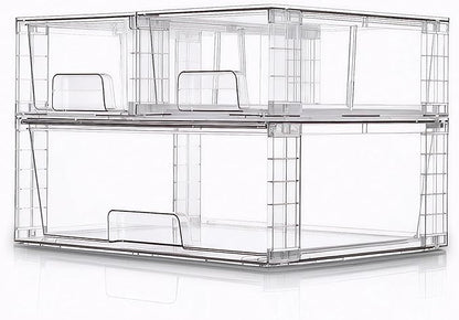Stackable Storage Drawers(3 Pack),High-strength Clear Plastic Multi-purpose Organizer Bins with Handles, Easily Assemble Acrylic Drawers for Bathroom Closet Cabinet Pantry Under Sink