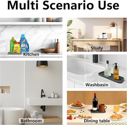 Mofason Silicone Soap Tray, Bathroom Kitchen Finishing Tray, Kitchen Sink with Soap Rack, Sponge Tray, Soap and Sponge Sink Organizer（Mist, 2 Pack）