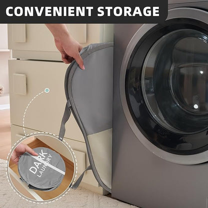 TECHMILLY Collapsible Laundry Basket Durable Pop Up Hamper with 2 Compartments for Sort and Storage, Portable Dirty Clothes Hamper for Dorm, Laundry Room or Travel (Black + Grey + Begie)