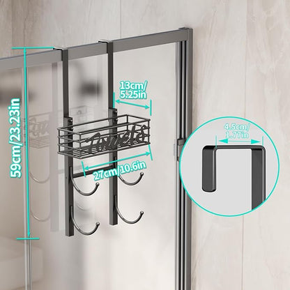 HapiRm Towel Racks for Bathroom Storage - 3 Tier Over The Door & Wall Mount Rolled Towel Storage Organizer Holder with Metal Shelf Basket for Small Bathroom, Camper, Rv - Black, Patented