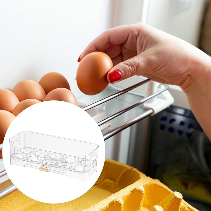 Egg Holder,Home Egg Container for Refrigerator Side Door Egg Dispenser Stackable Organizer Tray Container for Kitchen or Pantry Organizers and Storage Cupboard Cabinet
