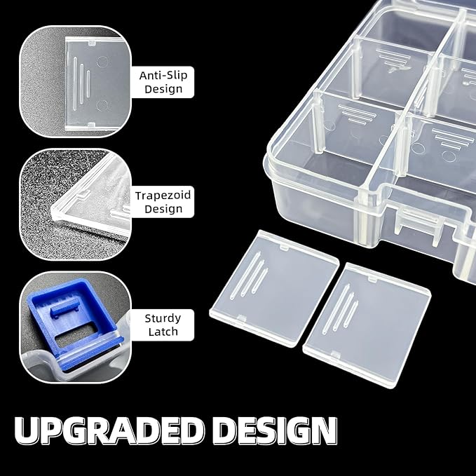 DUOFIRE Plastic Organizer Container Storage Box Adjustable Divider Removable Grid Compartment for Jewelry Beads Earring Tool Fishing Hook Small Accessories(18 grids, Pink X 2)